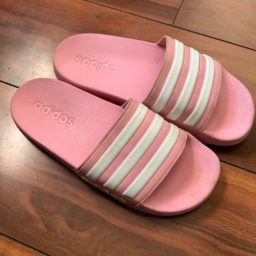 Pink Adidas slides. Size 3